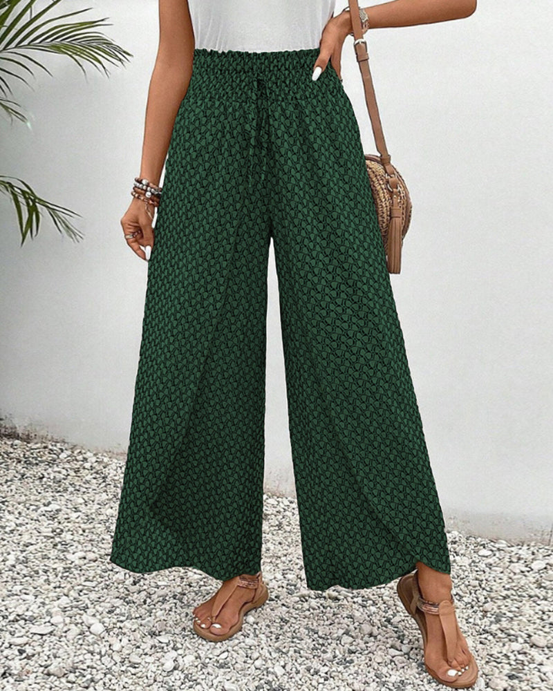 Pantaloni Donna in Tessuto Stampato Vestibilità Regular