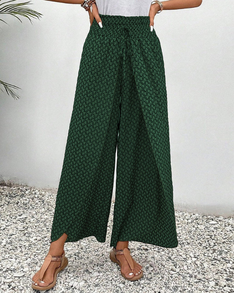Pantaloni Donna in Tessuto Stampato Vestibilità Regular