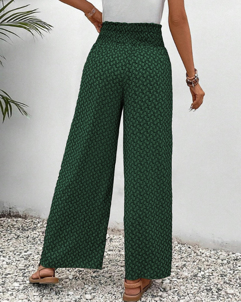 Pantaloni Donna in Tessuto Stampato Vestibilità Regular