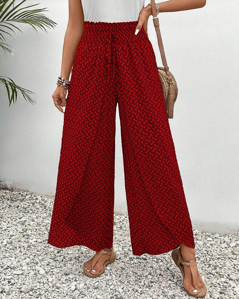 Pantaloni Donna in Tessuto Stampato Vestibilità Regular