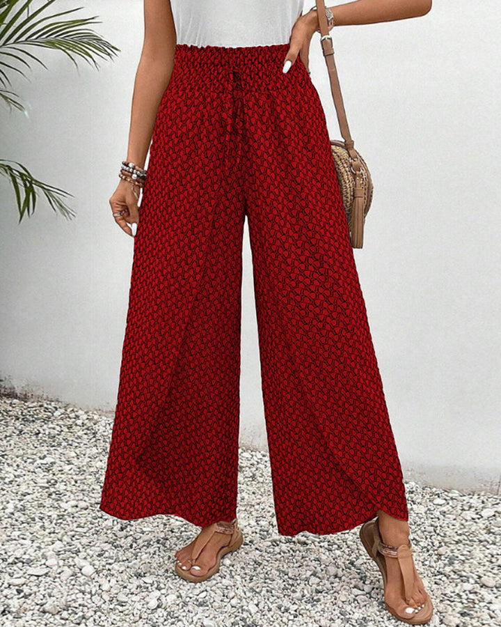 Pantaloni Donna in Tessuto Stampato Vestibilità Regular