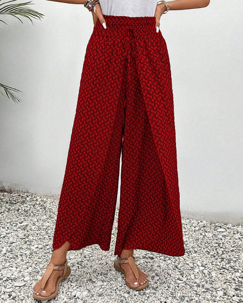 Pantaloni Donna in Tessuto Stampato Vestibilità Regular