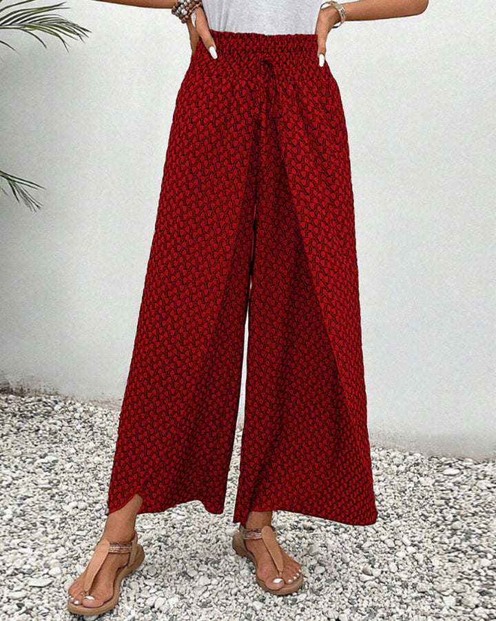 Pantaloni Donna in Tessuto Stampato Vestibilità Regular