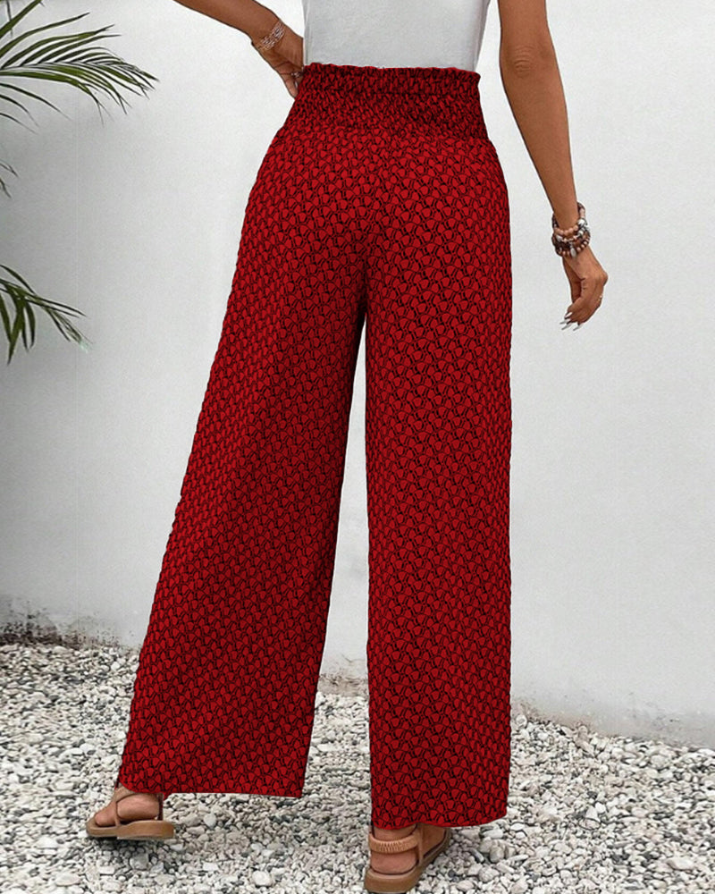 Pantaloni Donna in Tessuto Stampato Vestibilità Regular