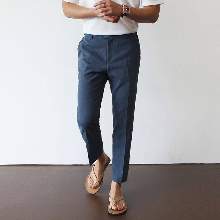 Pantaloni Uomo Gamba Dritta Tasche Laterali Classici