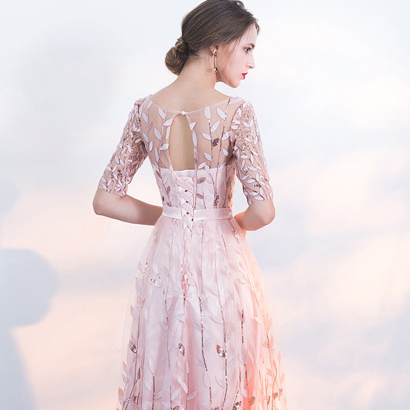 Abito Donna in Pizzo Morbido Girocollo Manica Media Casual