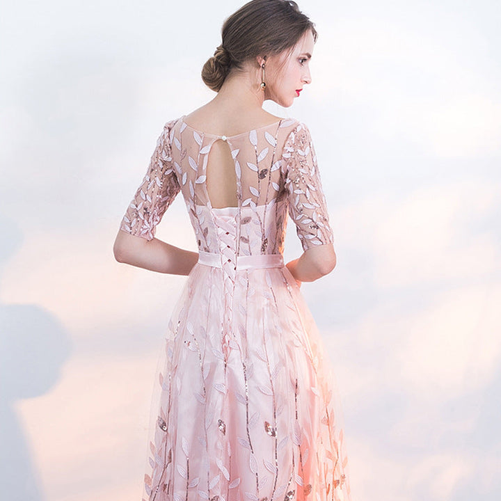 Abito Donna in Pizzo Morbido Girocollo Manica Media Casual