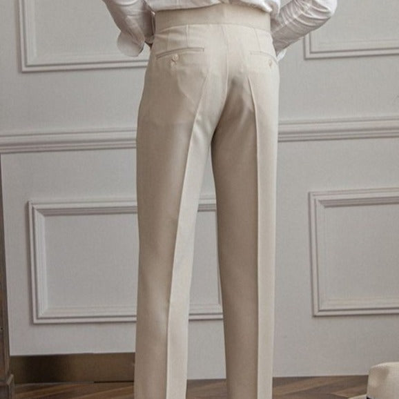 Pantalone Uomo Sartoriale Tessuto con Piega Gamba Dritta