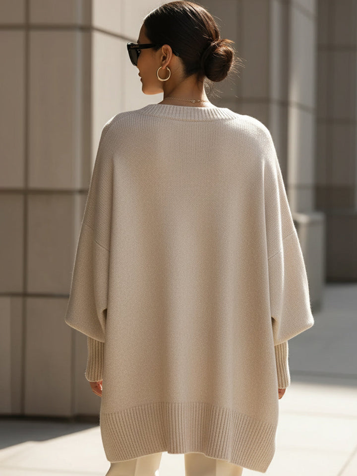 Maglione Poncho Donna in Maglia Lunga Morbida Oversize