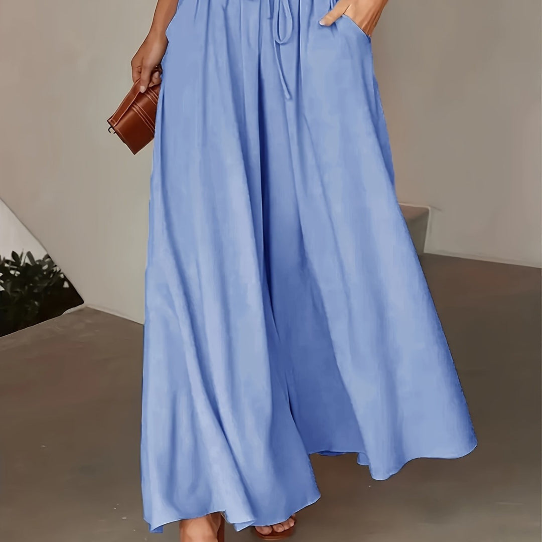 Pantaloni Palazzo Donna Vita Alta Stile Boho Comfort Estivo