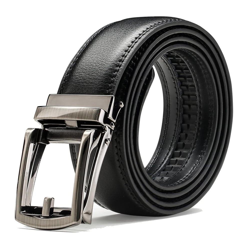 Cintura Uomo in Pelle con Chiusura a Cricchetto Regolabile Casual