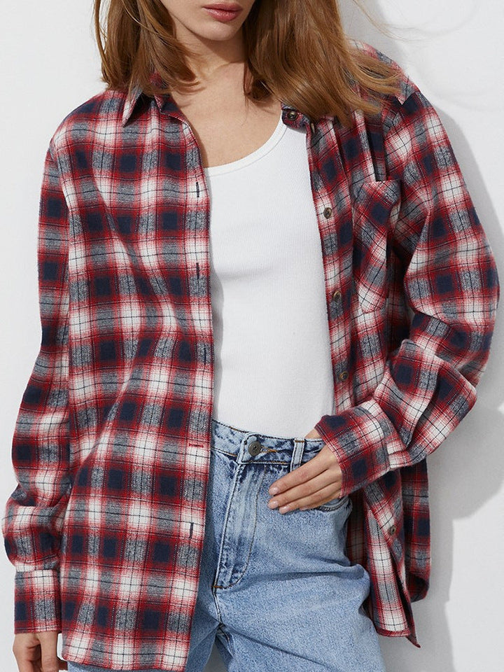 Camicia Donna a Quadri Tessuto Morbido Regular Fit