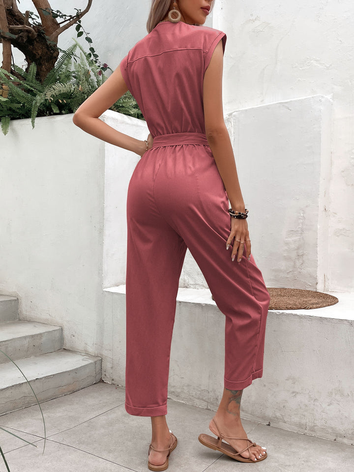 Tuta Donna Sartoriale con Collo a V e Cintura