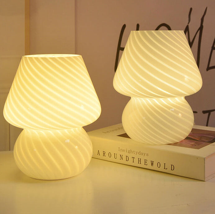 Lampada da Tavolo Vetro Spugna a Righe Stile Moderno Minimalista