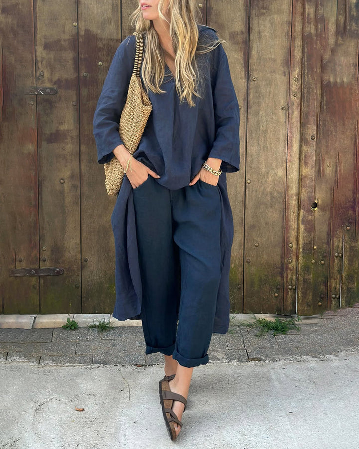 Completo Donna Tunica e Pantaloni Leggeri Casual Estivo