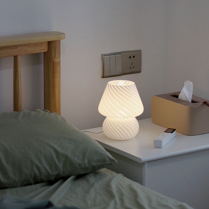 Lampada da Tavolo Vetro Spugna a Righe Stile Moderno Minimalista