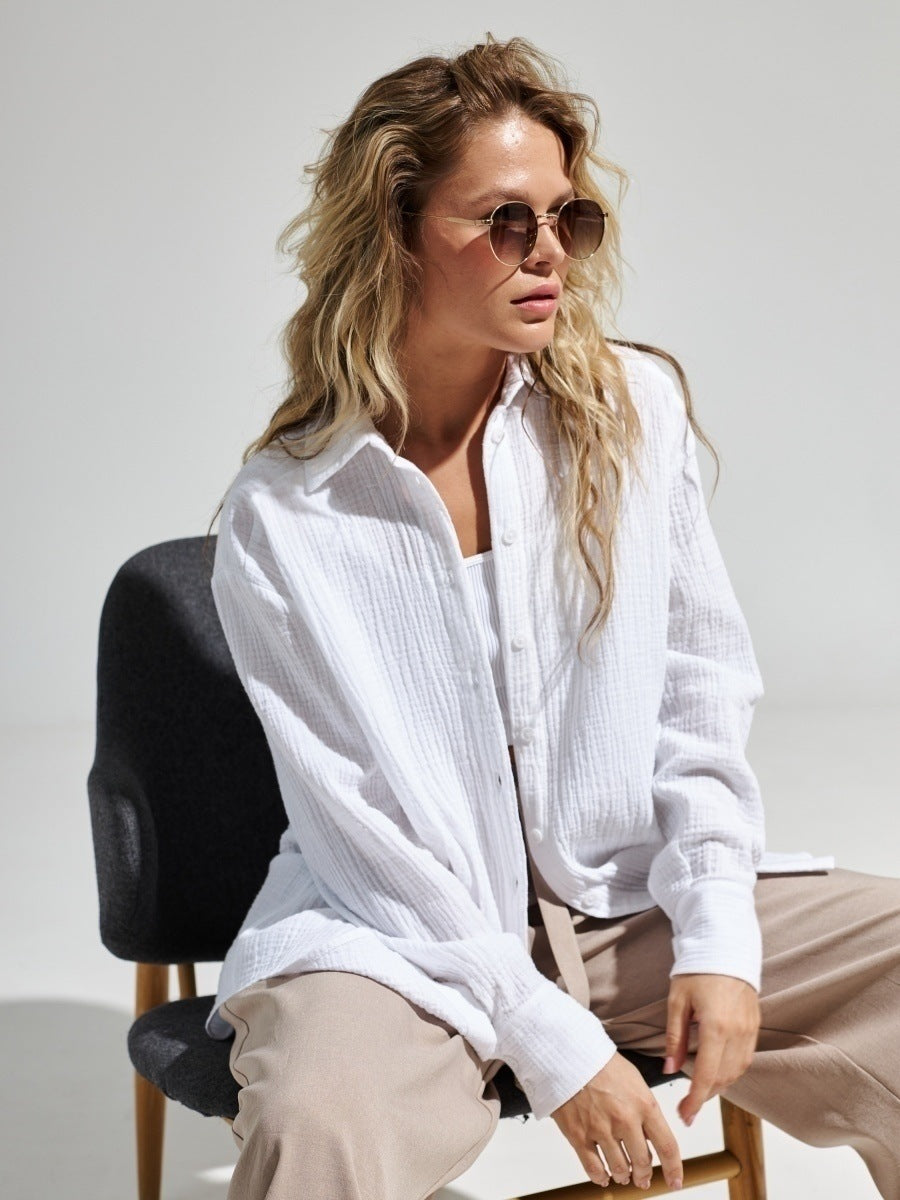 Camicia Donna Cotone Maniche Lunghe Classica - Vesarelli