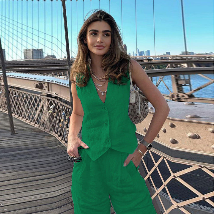 Set Donna Pantaloni e Gilet Slim Vestibilità Elegante