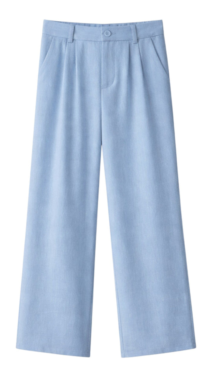 Pantaloni Donna in Seta Vita Alta Taglio Dritto Lunghezza Intera