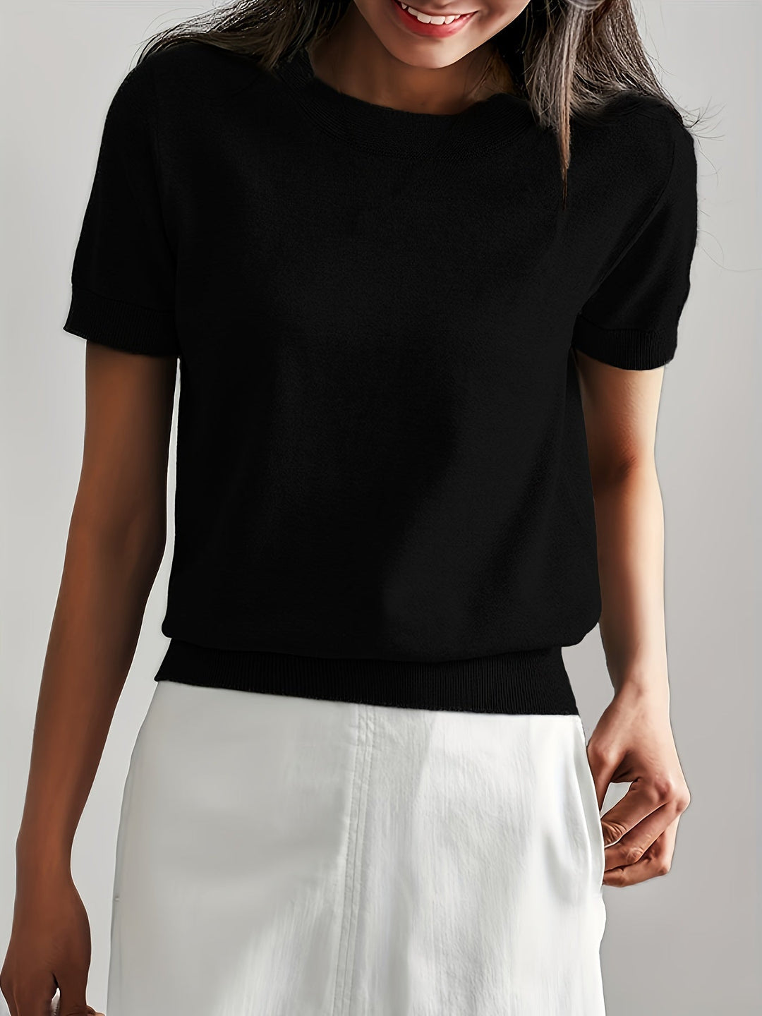 Maglione Donna Leggero Manica Corta Casual Confortevole