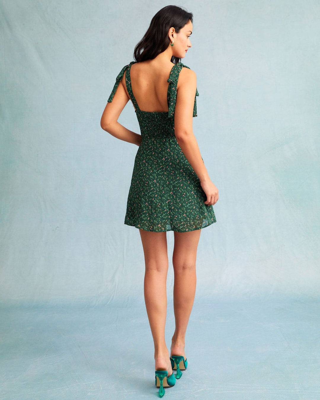 Abito Mini Donna Floreale Scollo a Cuore