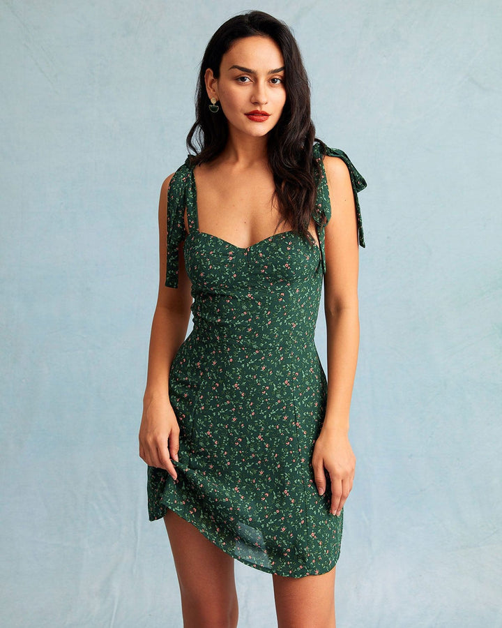 Abito Mini Donna Floreale Scollo a Cuore