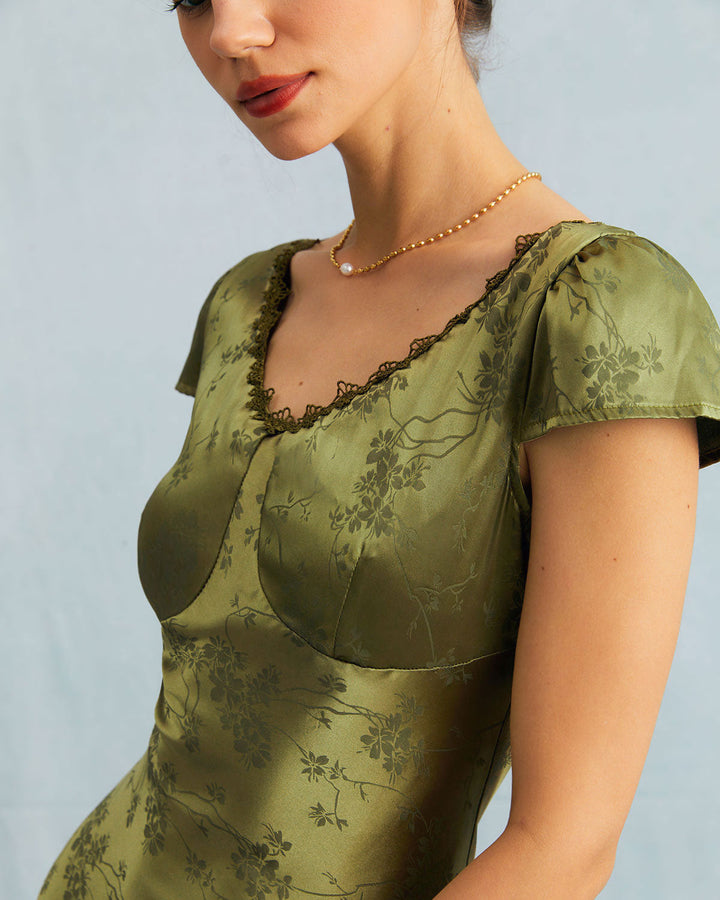 Abito Midi Donna Jacquard Manica Corta Elegante