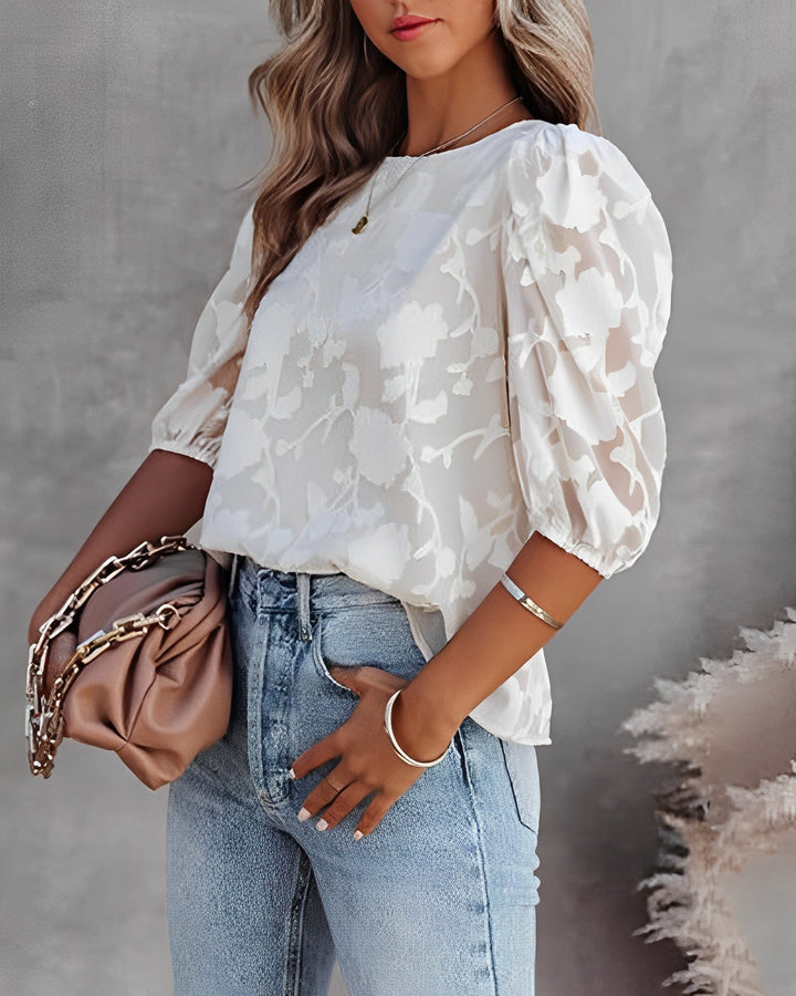 Camicetta Donna in Chiffon Maniche a Sbuffo