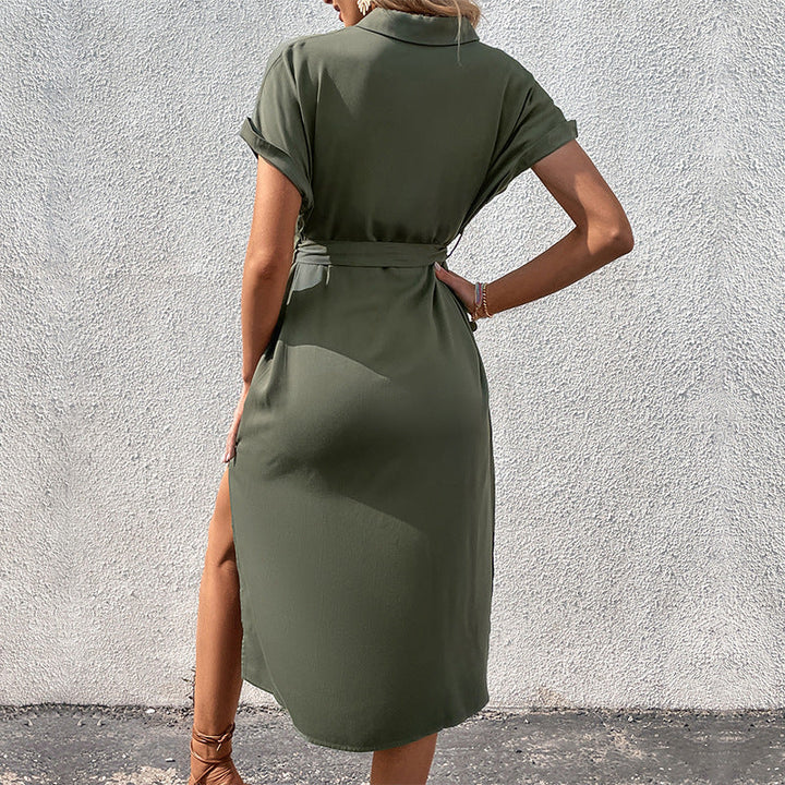 Abito Midi Donna Abbottonato Semplice Elegante