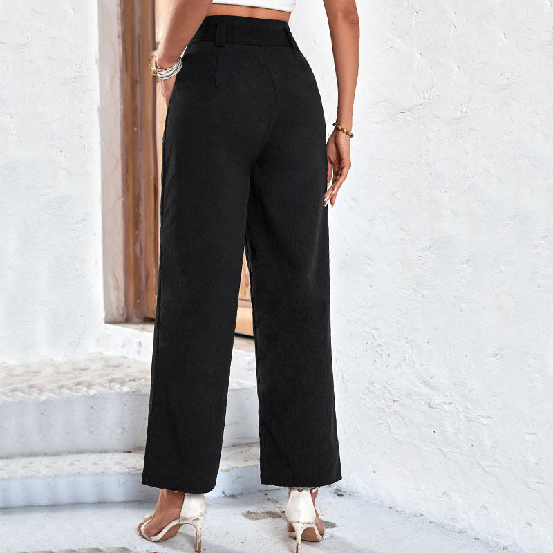 Pantaloni Donna Sartoriali Vita Alta con Cintura Eleganti
