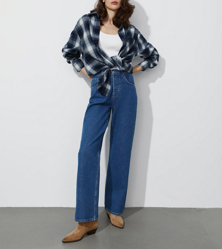 Camicia Donna a Quadri Tessuto Morbido Regular Fit