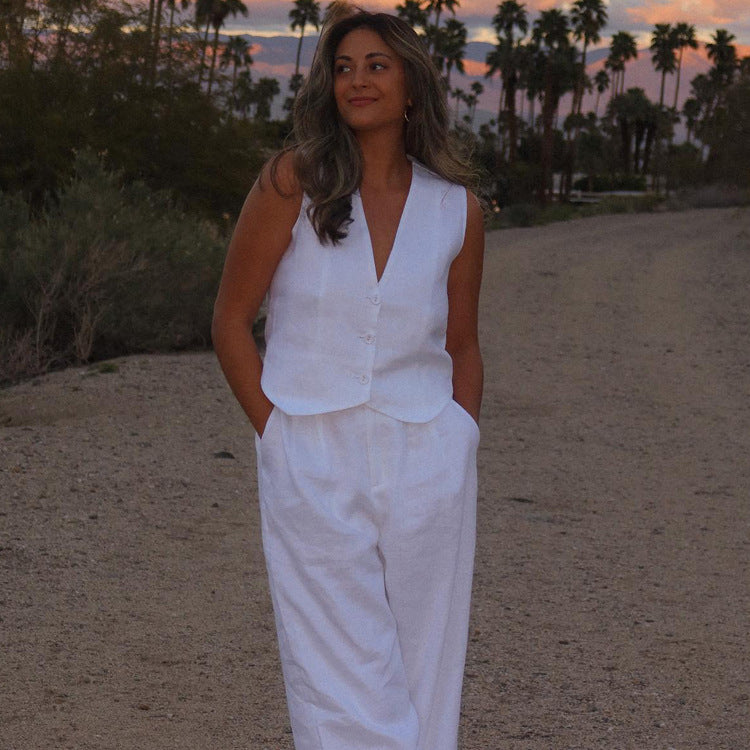Set Donna Pantaloni e Gilet Slim Vestibilità Elegante