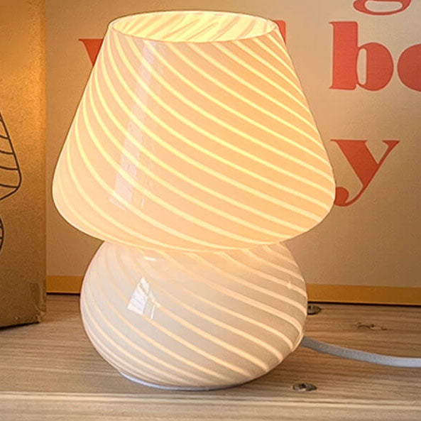 Lampada da Tavolo Vetro Spugna a Righe Stile Moderno Minimalista - Vesarelli