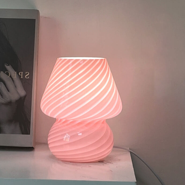 Lampada da Tavolo Vetro Spugna a Righe Stile Moderno Minimalista