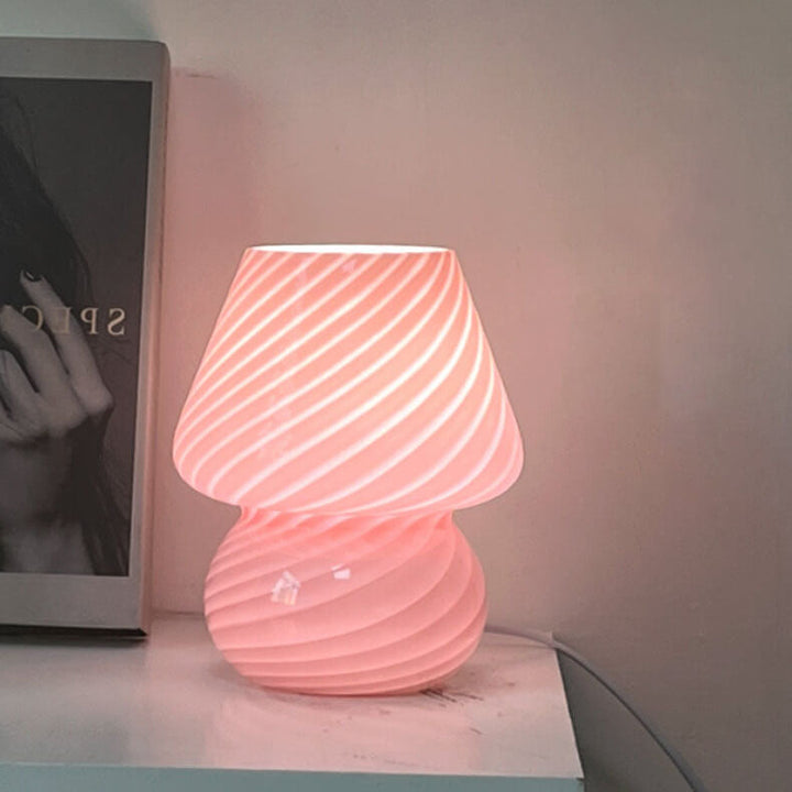 Lampada da Tavolo Vetro Spugna a Righe Stile Moderno Minimalista