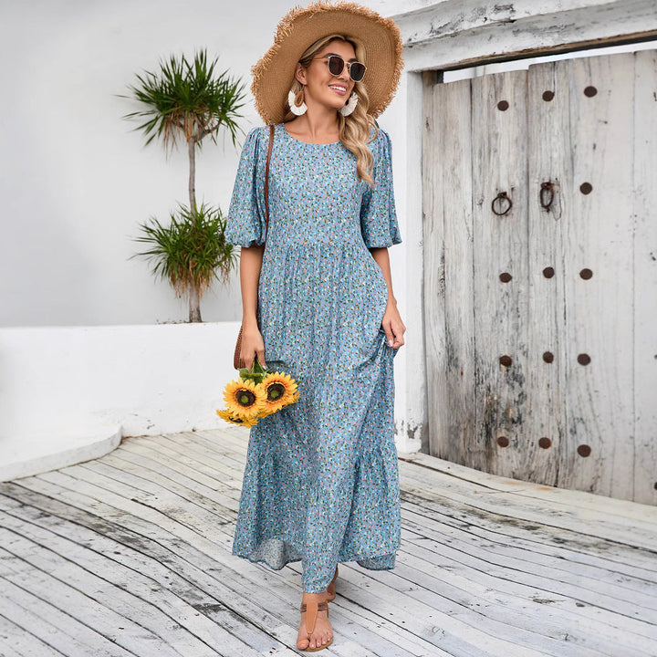 Abito lungo donna in cotone stile boho chic - Vesarelli