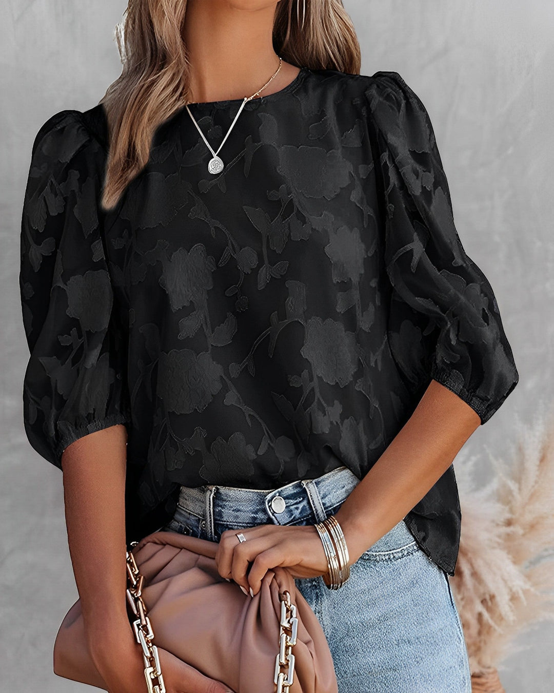 Camicetta Donna in Chiffon Maniche a Sbuffo
