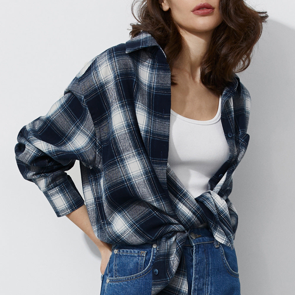 Camicia Donna a Quadri Tessuto Morbido Regular Fit - Vesarelli