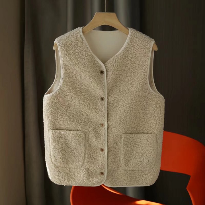 Gilet Donna in Sherpa con Bottoni Vestibilità Comoda - Vesarelli