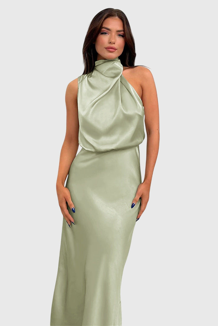 Abito Donna Halter in Raso Lucido Linea Svasata - Vesarelli