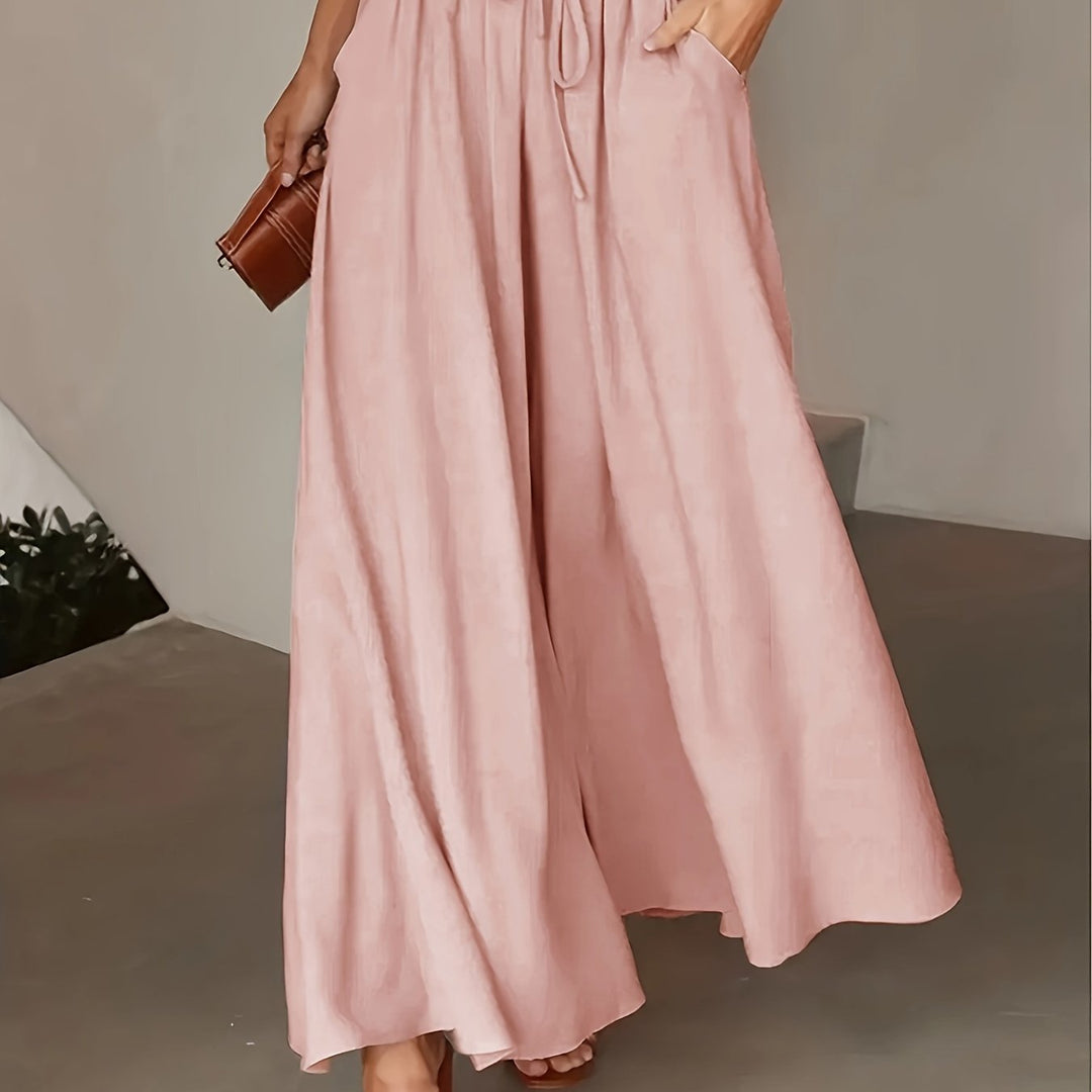 Pantaloni Palazzo Donna Vita Alta Stile Boho Comfort Estivo