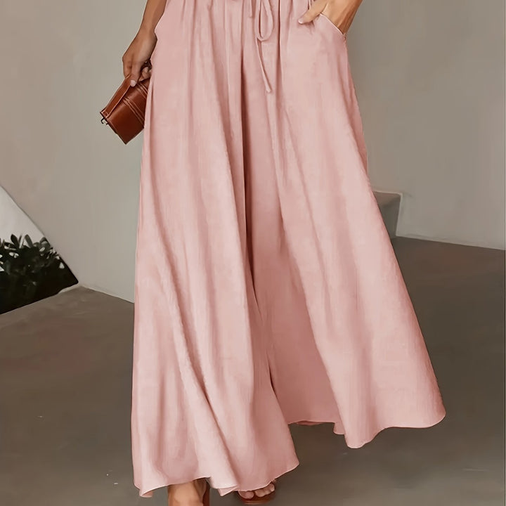 Pantaloni Palazzo Donna Vita Alta Stile Boho Comfort Estivo