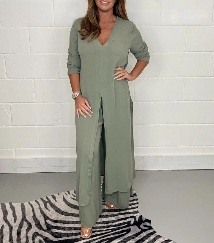 Completo Donna Lungo e Pantaloni Casual Vestibilità Comoda - Vesarelli