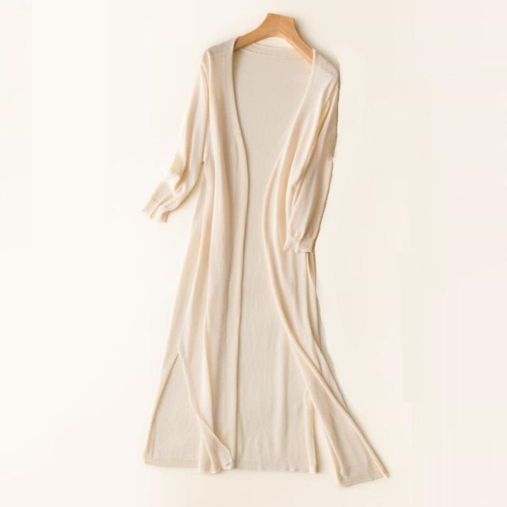 Cardigan Lungo Donna Leggero Aperto Manica Lunga