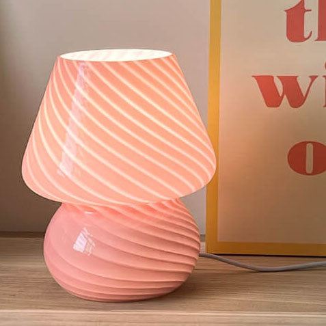 Lampada da Tavolo Vetro Spugna a Righe Stile Moderno Minimalista