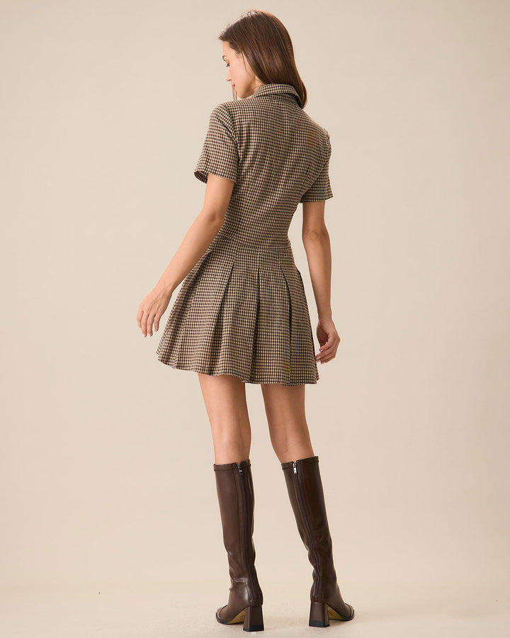Abito Mini Donna Scozzese Plissettato Classico