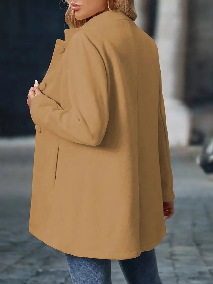 Cappotto Invernale Donna Media Lunghezza Collo Alto Bottoni