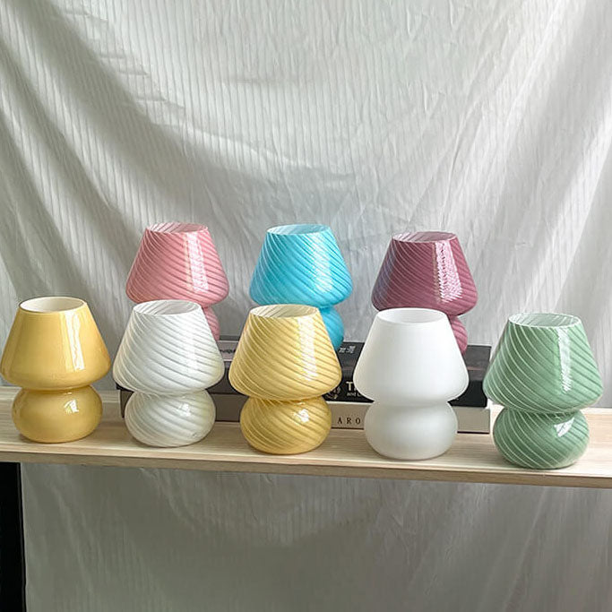 Lampada da Tavolo Vetro Spugna a Righe Stile Moderno Minimalista