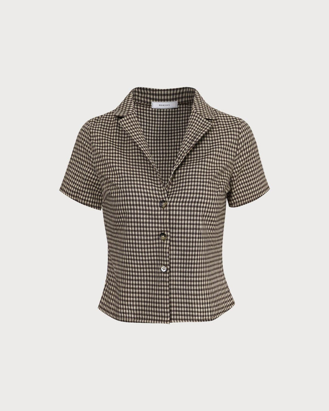 Blusa Donna in Cotone Colletto Classico Manica Corta