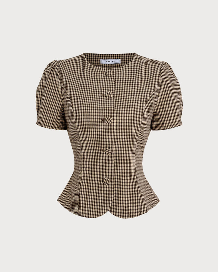 T-shirt Donna in Cotone Motivo Quadri Classica - Vesarelli